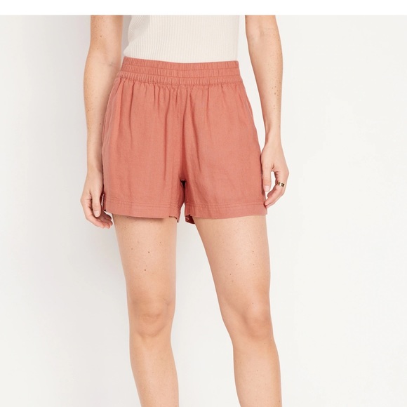 NWT OLD NAVY High-Waisted Linen-Blend Pull-On Shorts -- 3.5- Amberglow MEDIUM - Picture 2 of 4